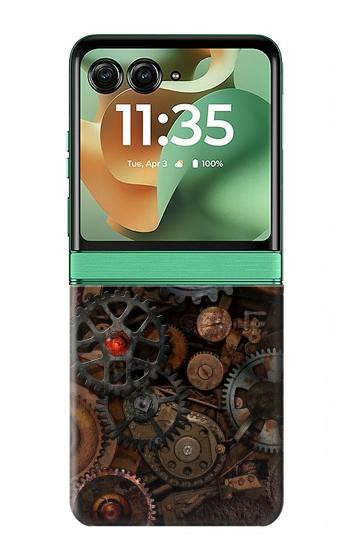 S3884 Engrenages Mécaniques Steampunk Etui Coque Housse pour Motorola Razr 70+,60+, Razr+ (2026, 2025, 2024)