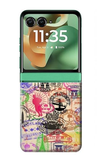 S3904 Timbres de voyage Etui Coque Housse pour Motorola Razr 70+,60+, Razr+ (2026, 2025, 2024)