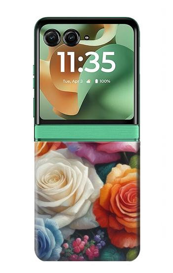 S3975 Peinture de roses colorées Etui Coque Housse pour Motorola Razr 70+,60+, Razr+ (2026, 2025, 2024)
