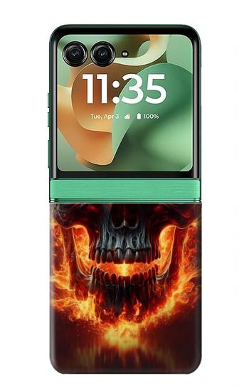 S3986 Crâne de feu Etui Coque Housse pour Motorola Razr 70+,60+, Razr+ (2026, 2025, 2024)