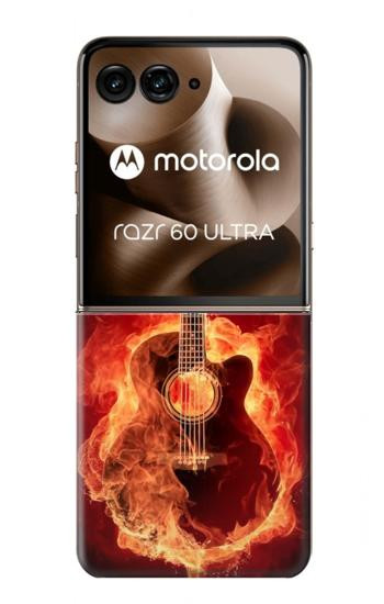 S0415 Graver guitare feu Etui Coque Housse pour Motorola Razr 70 Ultra, 60 Ultra, 50 Ultra, Ultra 2026, Ultra 2025