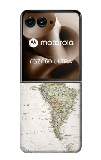 S0604 Carte du monde Etui Coque Housse pour Motorola Razr 70 Ultra, 60 Ultra, 50 Ultra, Ultra 2026, Ultra 2025