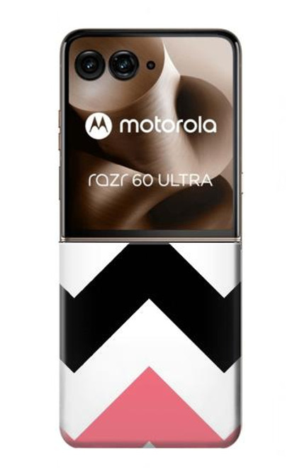S1849 Rose Noir Chevron Zigzag Etui Coque Housse pour Motorola Razr 60 Ultra, Razr Ultra 2025