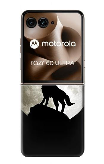 S1981 Loup hurlant à la lune Etui Coque Housse pour Motorola Razr 70 Ultra, 60 Ultra, 50 Ultra, Ultra 2026, Ultra 2025