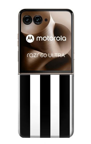 S2297 Noir et blanc rayures verticales Etui Coque Housse pour Motorola Razr 70 Ultra, 60 Ultra, 50 Ultra, Ultra 2026, Ultra 2025