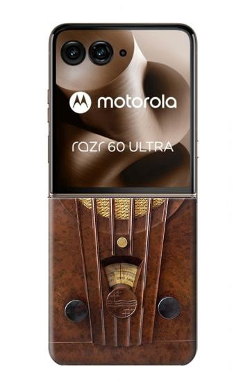 S2655 Deco Radio bakélite millésimé Etui Coque Housse pour Motorola Razr 70 Ultra, 60 Ultra, 50 Ultra, Ultra 2026, Ultra 2025