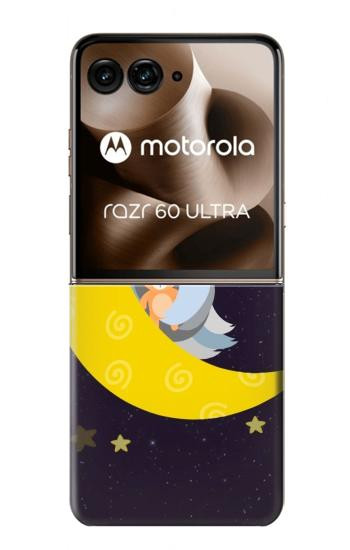 S2849 Mignon Lune Nuit Sleepy Chouette Etui Coque Housse pour Motorola Razr 70 Ultra, 60 Ultra, 50 Ultra, Ultra 2026, Ultra 2025