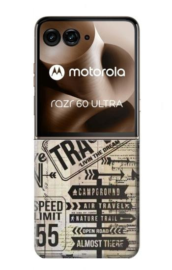 S3441 Voyage millésimé Etui Coque Housse pour Motorola Razr 70 Ultra, 60 Ultra, 50 Ultra, Ultra 2026, Ultra 2025