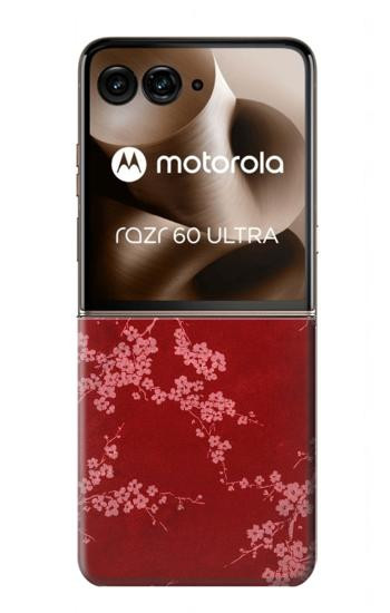 S3817 Motif de fleurs de cerisier floral rouge Etui Coque Housse pour Motorola Razr 70 Ultra, 60 Ultra, 50 Ultra, Ultra 2026, Ultra 2025