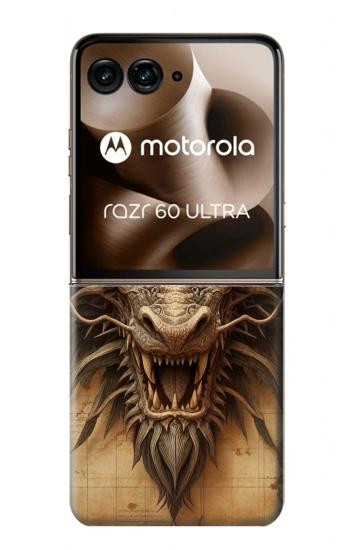 S3981 Vieille carte avec tête de dragon Etui Coque Housse pour Motorola Razr 70 Ultra, 60 Ultra, 50 Ultra, Ultra 2026, Ultra 2025