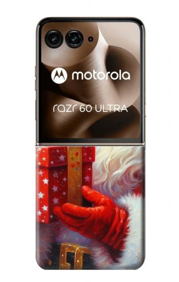 S4029 Coffret cadeau de Noël avec Père Noël souriant Etui Coque Housse pour Motorola Razr 70 Ultra, 60 Ultra, 50 Ultra, Ultra 2026, Ultra 2025