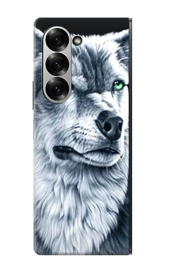 S0123 Loup blanc Etui Coque Housse pour Samsung Galaxy Z Fold 7