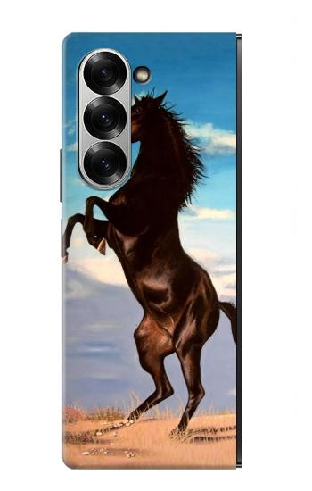 S0934 Sauvage Black Horse Etui Coque Housse pour Samsung Galaxy Z Fold 7