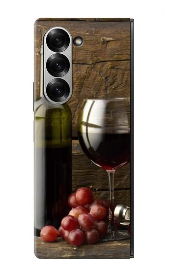 S1316 Raisins Bouteille et un verre de vin rouge Etui Coque Housse pour Samsung Galaxy Z Fold 7