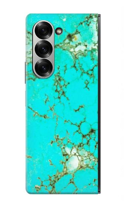 S2377 Turquoise Texture Motif imprimé Gemme Etui Coque Housse pour Samsung Galaxy Z Fold 7