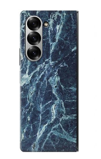 S2799 Lumière Bleu Marbre Pierre Imprimé Graphique Etui Coque Housse pour Samsung Galaxy Z Fold 7
