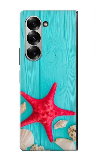 S3428 Aqua Bois Coquille d'étoile de mer Etui Coque Housse pour Samsung Galaxy Z Fold 7