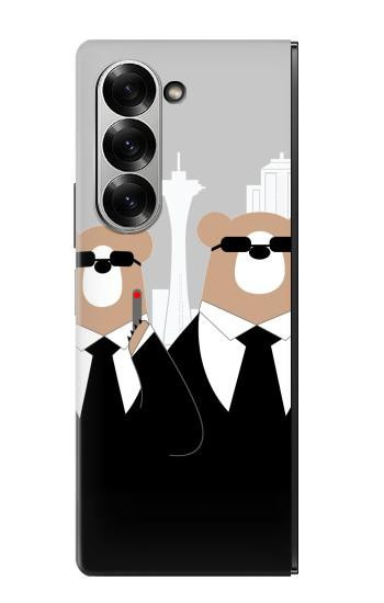 S3557 Ours en Costume Noir Etui Coque Housse pour Samsung Galaxy Z Fold 7