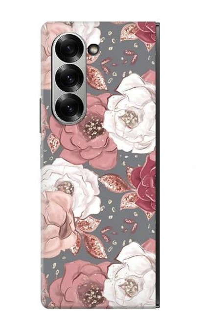 S3716 Motif floral rose Etui Coque Housse pour Samsung Galaxy Z Fold 7