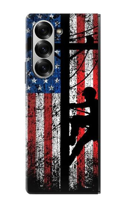 S3803 Électricien monteur de lignes drapeau américain Etui Coque Housse pour Samsung Galaxy Z Fold 7