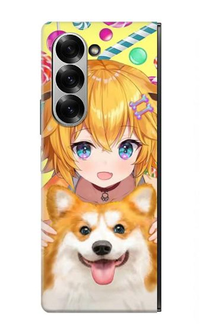 S3918 Bébé Corgi Chien Corgi Fille Bonbons Etui Coque Housse pour Samsung Galaxy Z Fold 7