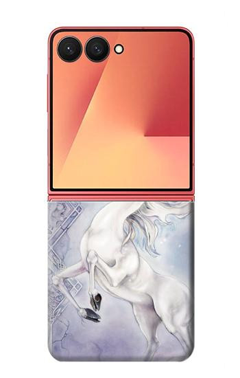 S1134 Cheval Blanc Licorne Etui Coque Housse pour Samsung Galaxy Z Flip 7