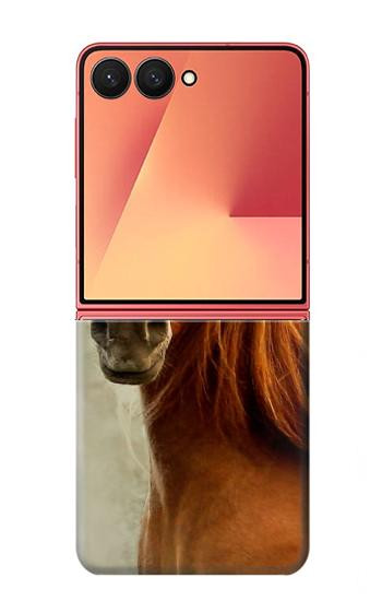 S1595 Beau cheval marron Etui Coque Housse pour Samsung Galaxy Z Flip 7