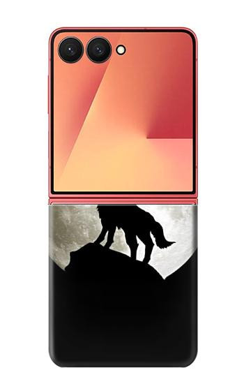 S1981 Loup hurlant à la lune Etui Coque Housse pour Samsung Galaxy Z Flip 7