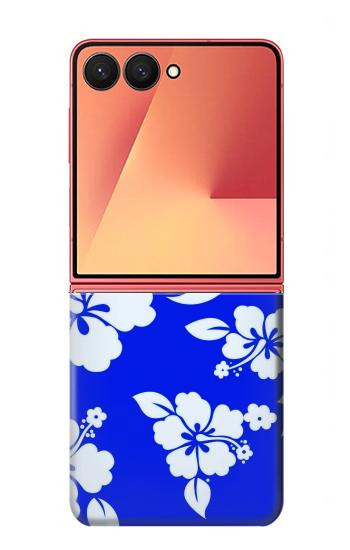 S2244 Motif Hawai Hibiscus Bleu Etui Coque Housse pour Samsung Galaxy Z Flip 7