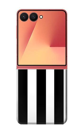 S2297 Noir et blanc rayures verticales Etui Coque Housse pour Samsung Galaxy Z Flip 7