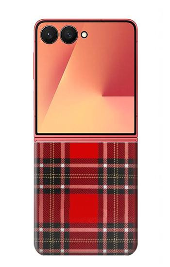 S2374 Motif Tartan Rouge Etui Coque Housse pour Samsung Galaxy Z Flip 7