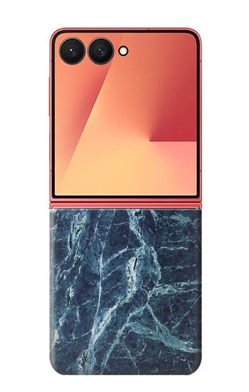 S2799 Lumière Bleu Marbre Pierre Imprimé Graphique Etui Coque Housse pour Samsung Galaxy Z Flip 7