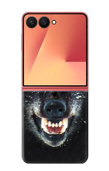 S2823 Noir Loup Bleu Yeux Visage Etui Coque Housse pour Samsung Galaxy Z Flip 7