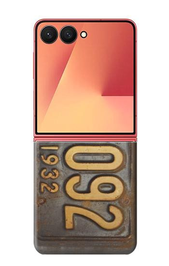S3228 Millésimé plaque d'immatriculation de voiture Etui Coque Housse pour Samsung Galaxy Z Flip 7