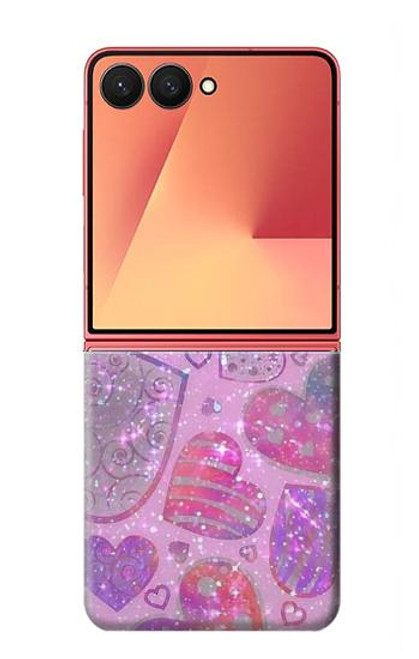 S3710 Coeur d'amour rose Etui Coque Housse pour Samsung Galaxy Z Flip 7
