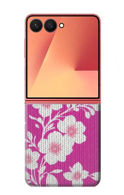 S3924 Fond rose fleur de cerisier Etui Coque Housse pour Samsung Galaxy Z Flip 7
