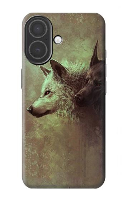S0931 Loup Blanc Noir Etui Coque Housse pour iPhone 17