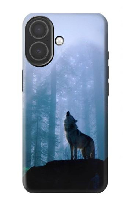S0935 Loup Hurlant dans la forêt Etui Coque Housse pour iPhone 17