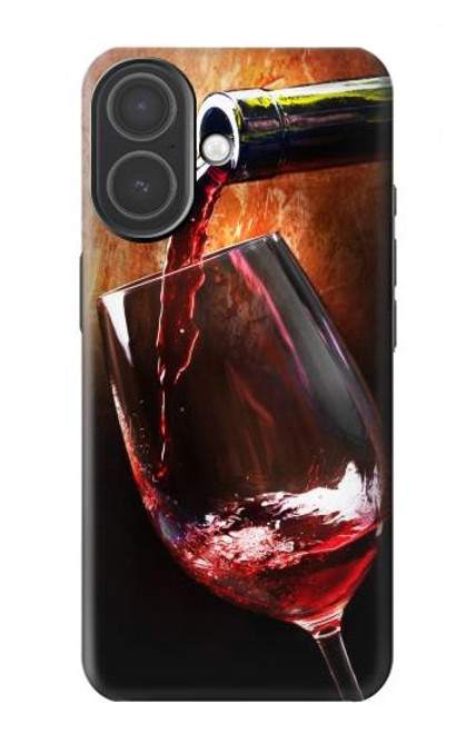 S2396 Rouge Bouteille de vin et le verre Etui Coque Housse pour iPhone 17