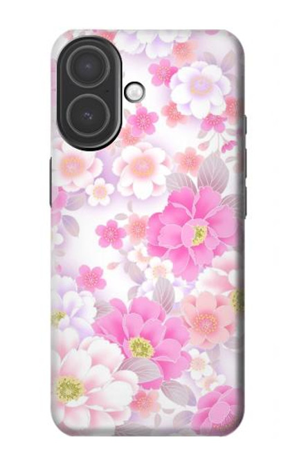 S3036 Flore de fleur rose douce Etui Coque Housse pour iPhone 17