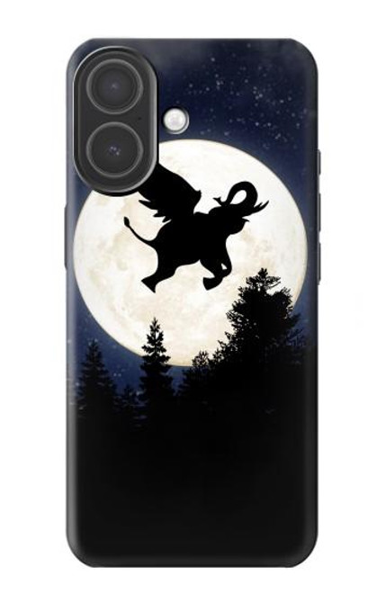 S3323 Voler l'Eléphant Nuit de pleine lune Etui Coque Housse pour iPhone 17