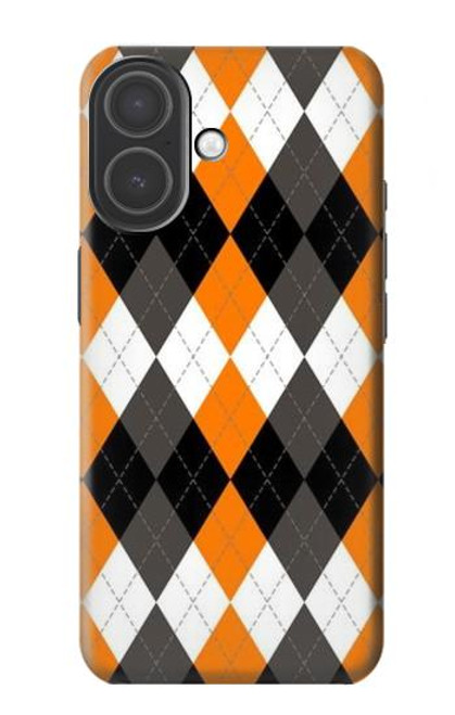 S3421 Noir Orange Blanc Argyle Plaid Etui Coque Housse pour iPhone 17