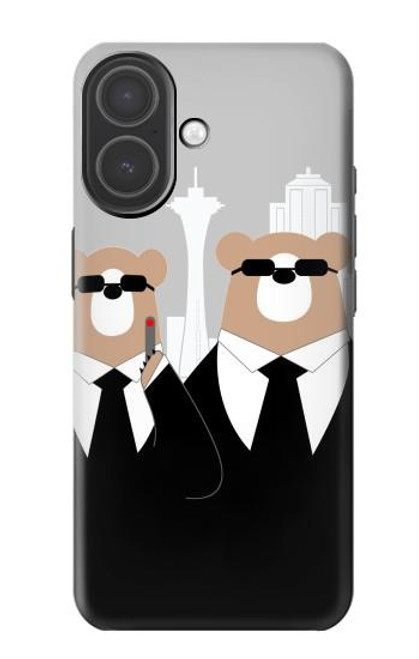 S3557 Ours en Costume Noir Etui Coque Housse pour iPhone 17