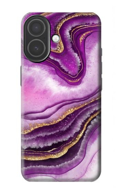 S3896 Stries d'or en marbre violet Etui Coque Housse pour iPhone 17