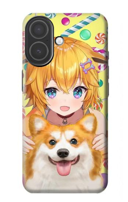 S3918 Bébé Corgi Chien Corgi Fille Bonbons Etui Coque Housse pour iPhone 17