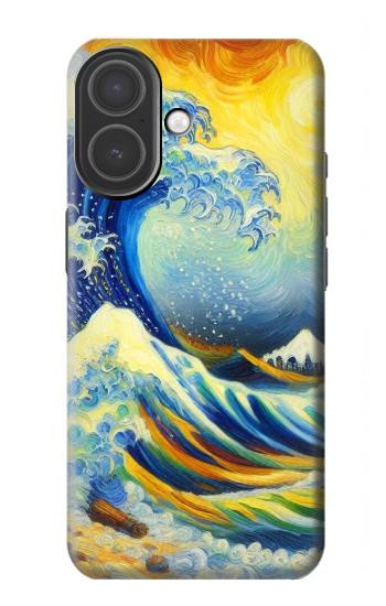 S4005 Peinture à l'huile Grandes vagues Etui Coque Housse pour iPhone 17