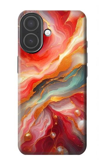 S4012 Veines dorées en marbre rouge Etui Coque Housse pour iPhone 17