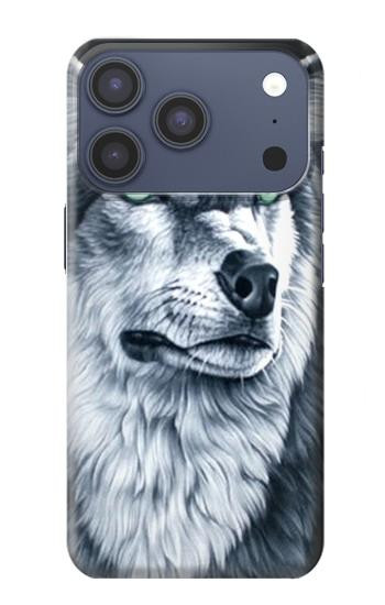 S0123 Loup blanc Etui Coque Housse pour iPhone 17 Pro, 18 Pro