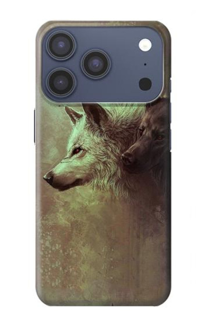 S0931 Loup Blanc Noir Etui Coque Housse pour iPhone 17 Pro