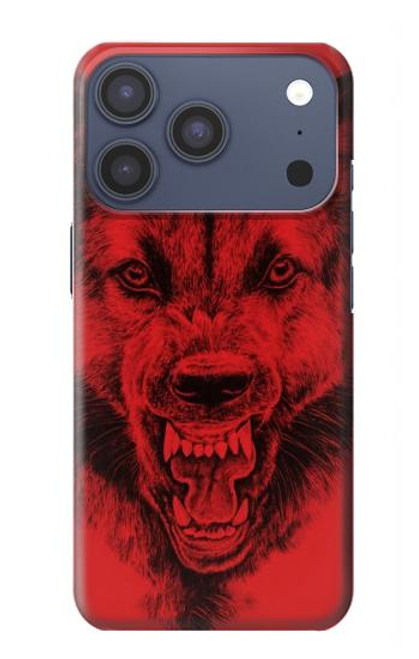 S1090 Rouge Loup Etui Coque Housse pour iPhone 17 Pro